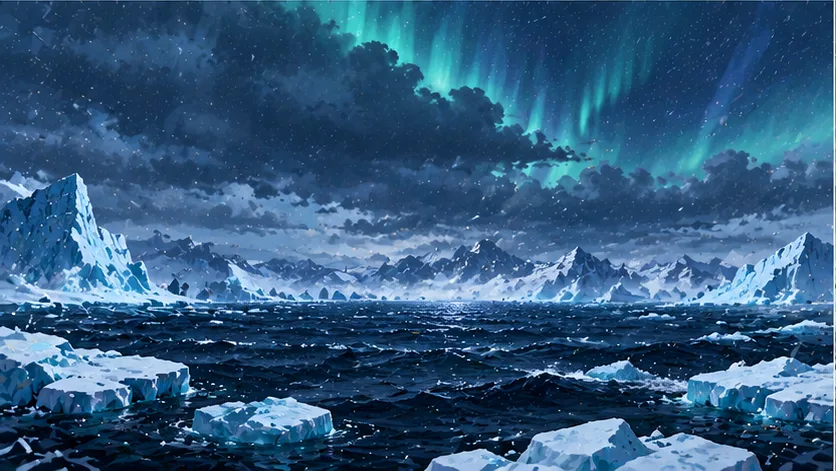 Arctic submarine and frozen ocean concept artwork
